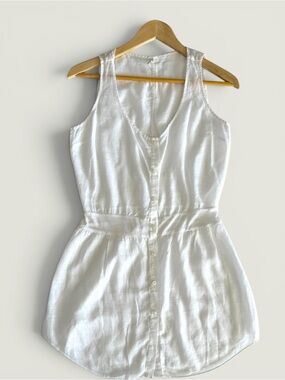 7 For All Mankind White Sleeveless Button-Front Blouse
